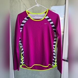 Nike Women's Fuchsia and Neon Long Sleeve Jersey